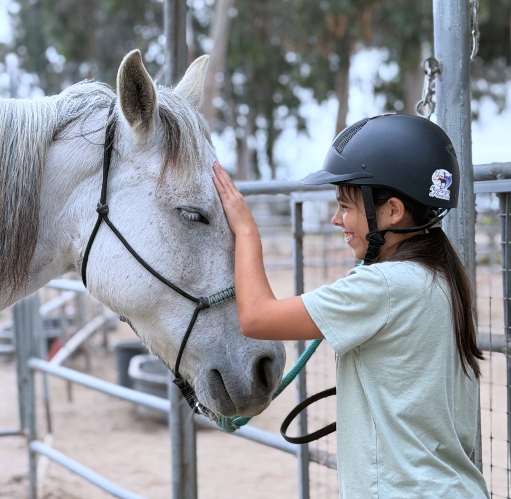 A student connecting with a mustang at United Mustangs of America